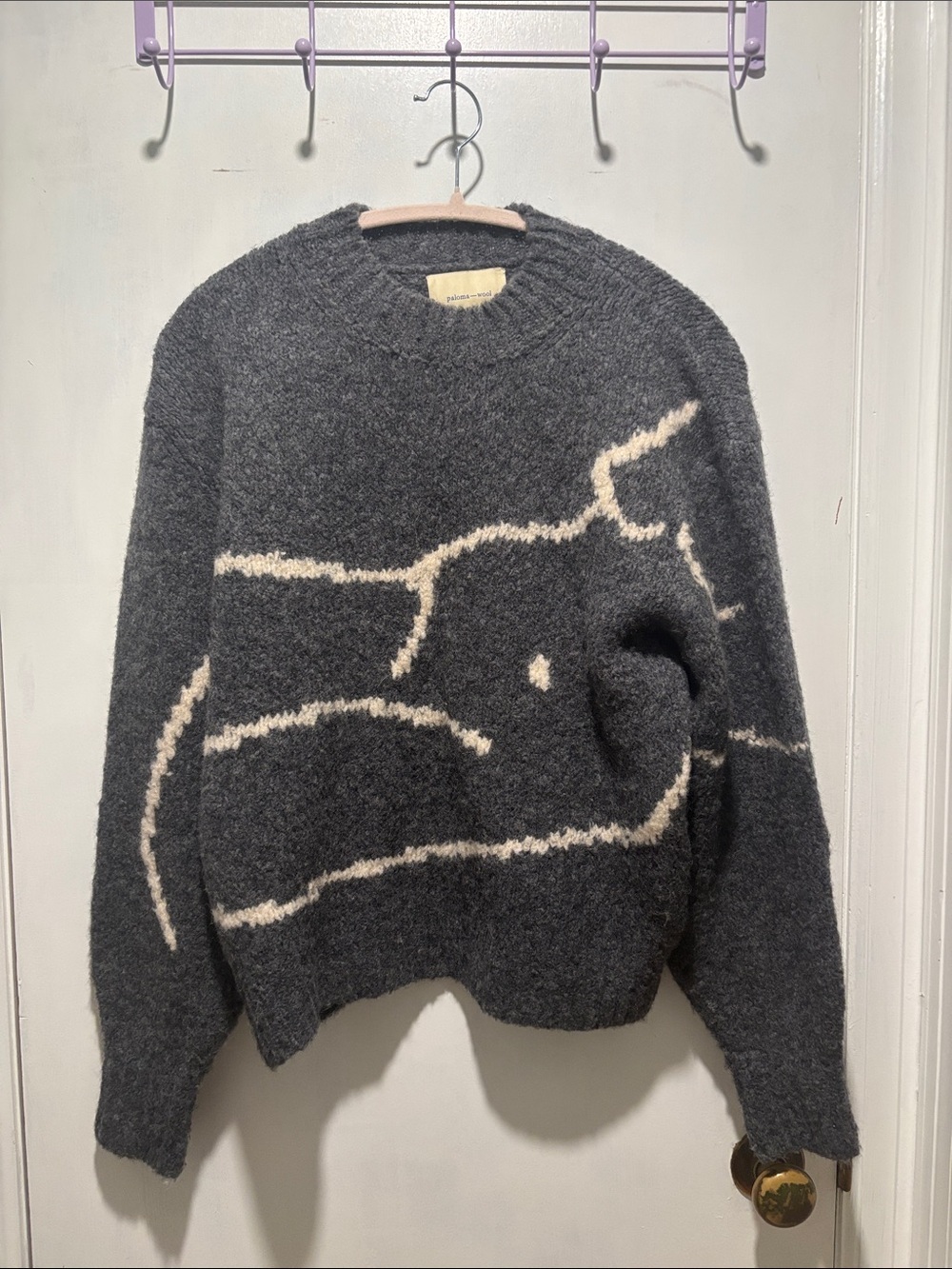 PALOMA WOOL Palmira abstract woman’s figure crewneck sweater wool alpaca blend